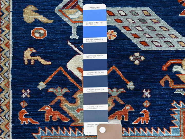 7'10" x 9'4" New Hand Knotted Blue Wool Rectangle Oriental Rug - MOA102156