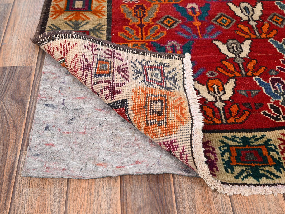 4'11" x 7'5" Vintage Hand Knotted Red Wool Rectangle Oriental Rug - MOA1021570