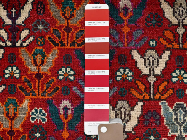 4'11" x 7'5" Vintage Hand Knotted Red Wool Rectangle Oriental Rug - MOA1021570