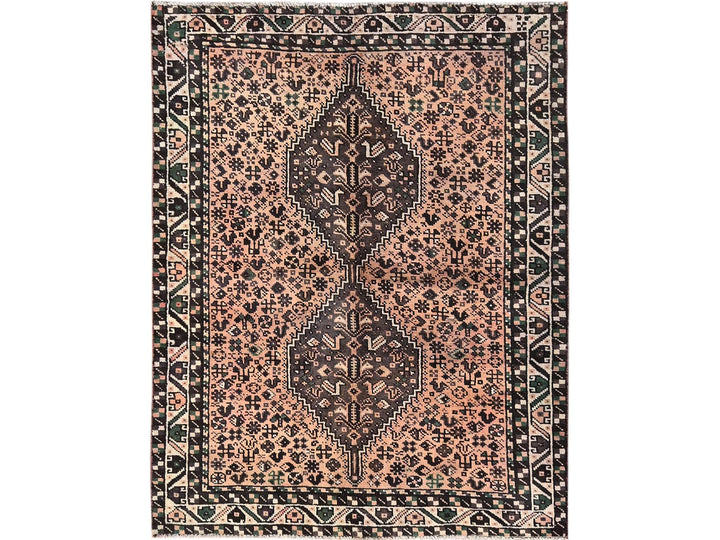 4'11" x 6'4" Vintage Hand Knotted Pink Wool Rectangle Oriental Rug - MOA1021571