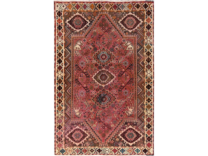 5'3" x 8'0" Vintage Hand Knotted Pink Wool Rectangle Oriental Rug - MOA1021572