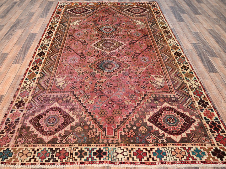 5'3" x 8'0" Vintage Hand Knotted Pink Wool Rectangle Oriental Rug - MOA1021572