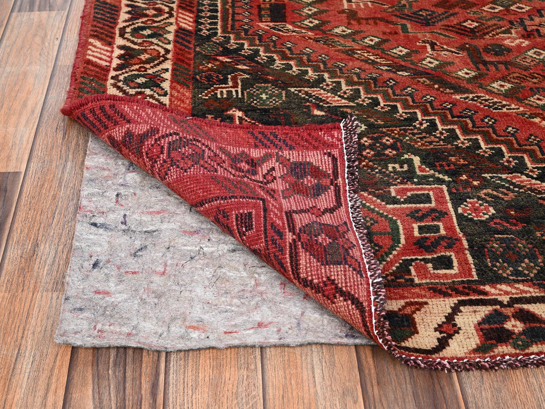 5'7" x 7'6" Vintage Hand Knotted Red Wool Rectangle Oriental Rug - MOA1021573