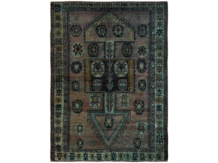5'6" x 7'4" Vintage Hand Knotted Overdyed Wool Rectangle Oriental Rug - MOA1021574