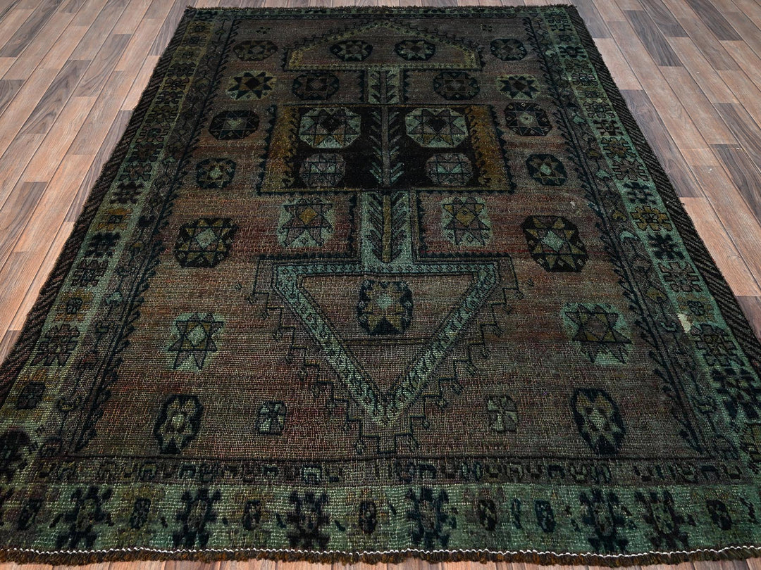 5'6" x 7'4" Vintage Hand Knotted Overdyed Wool Rectangle Oriental Rug - MOA1021574