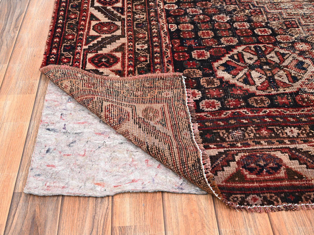7'2" x 9'8" Vintage Hand Knotted Red Wool Rectangle Oriental Rug - MOA1021580
