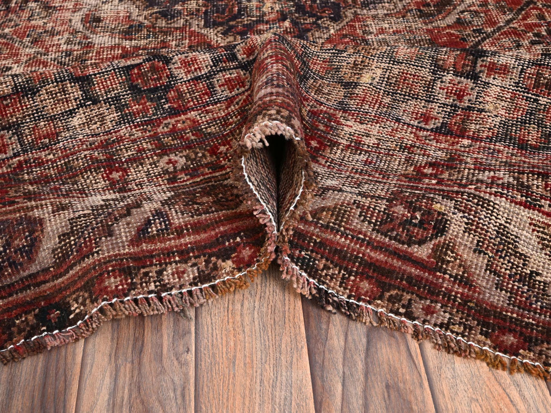 7'2" x 9'8" Vintage Hand Knotted Red Wool Rectangle Oriental Rug - MOA1021580