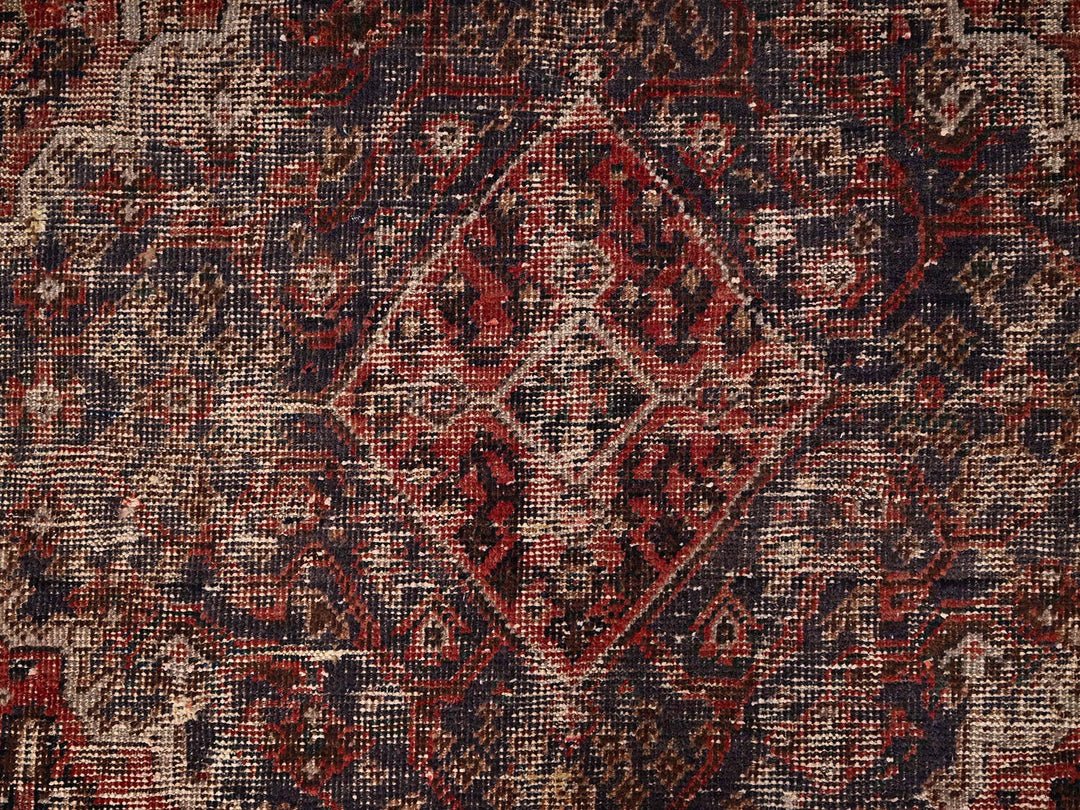 7'2" x 9'8" Vintage Hand Knotted Red Wool Rectangle Oriental Rug - MOA1021580