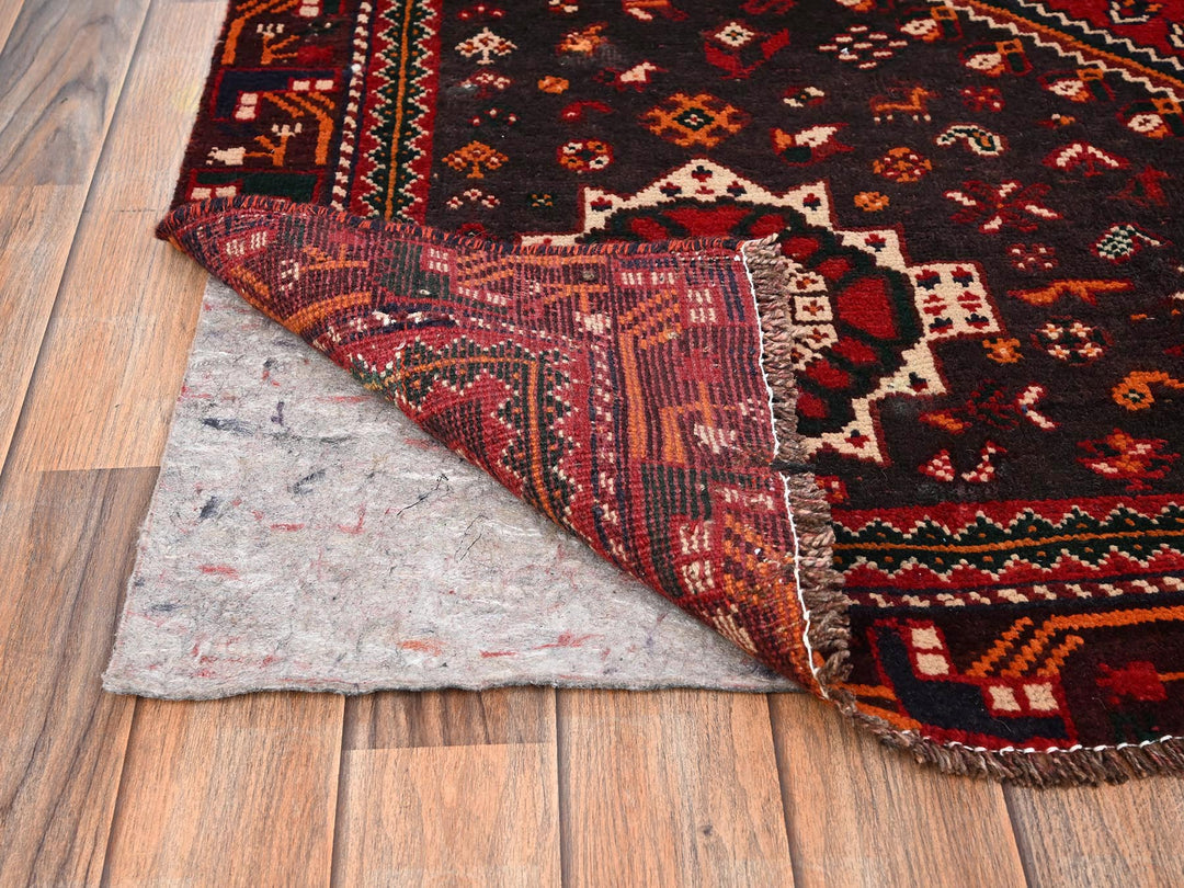 6'4" x 9'9" Vintage Hand Knotted Red Wool Rectangle Oriental Rug - MOA1021581