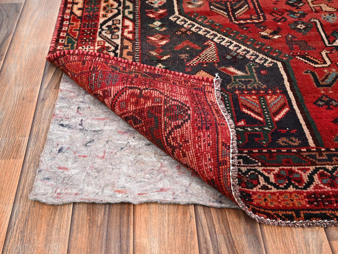 7'1" x 9'11" Vintage Hand Knotted Red Wool Rectangle Oriental Rug - MOA1021582