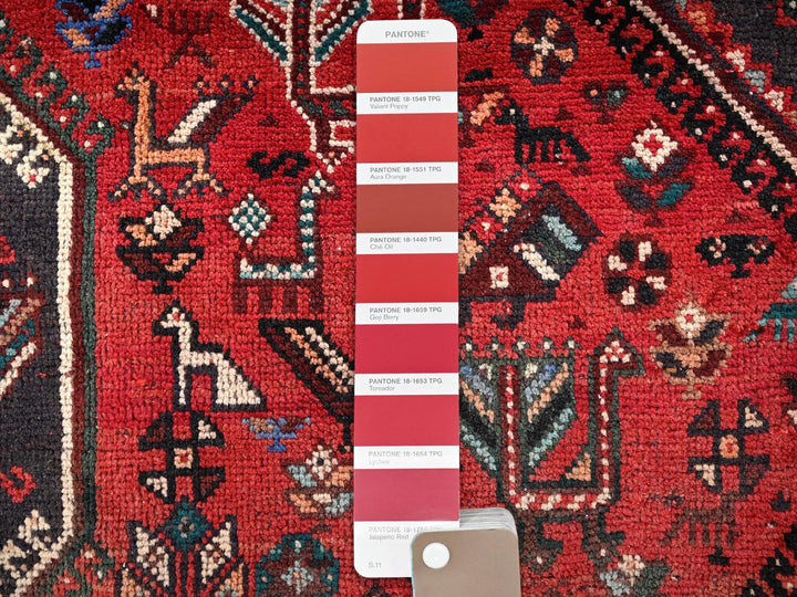 7'1" x 9'11" Vintage Hand Knotted Red Wool Rectangle Oriental Rug - MOA1021582
