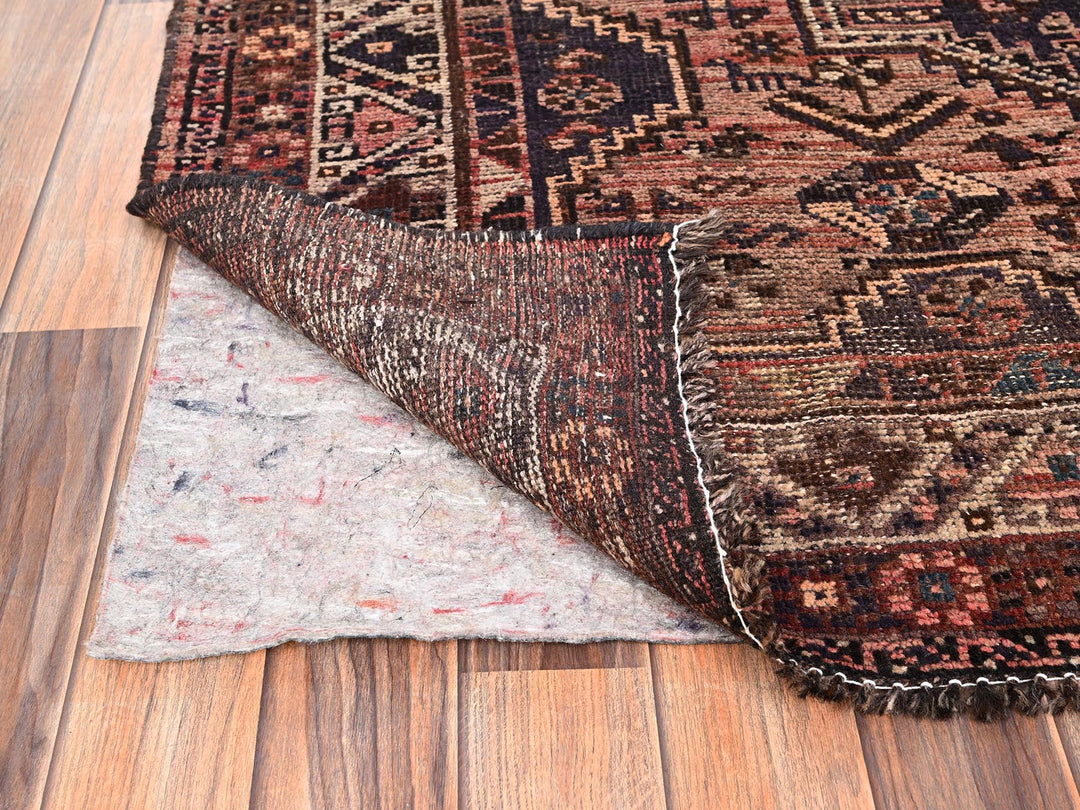 5'7" x 6'5" Vintage Hand Knotted Brown Wool Rectangle Oriental Rug - MOA1021583