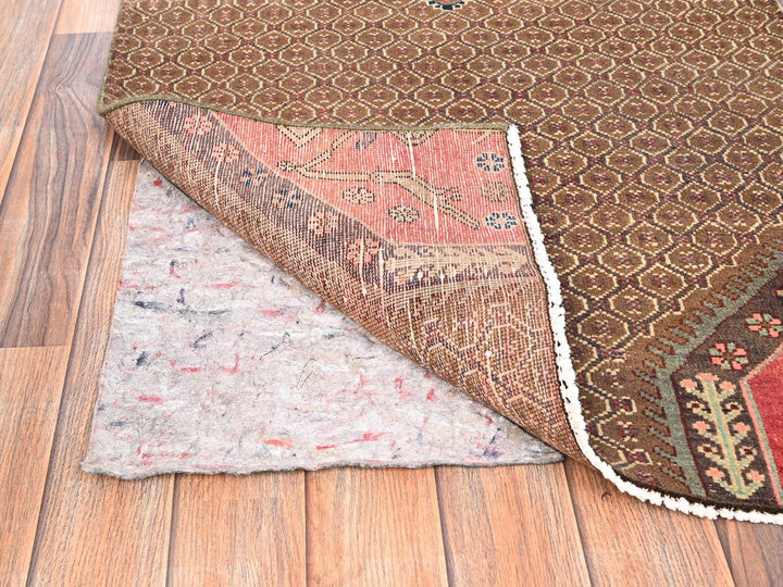 2'7" x 7'10" Vintage Hand Knotted Brown Wool Runner Oriental Rug - MOA1021584