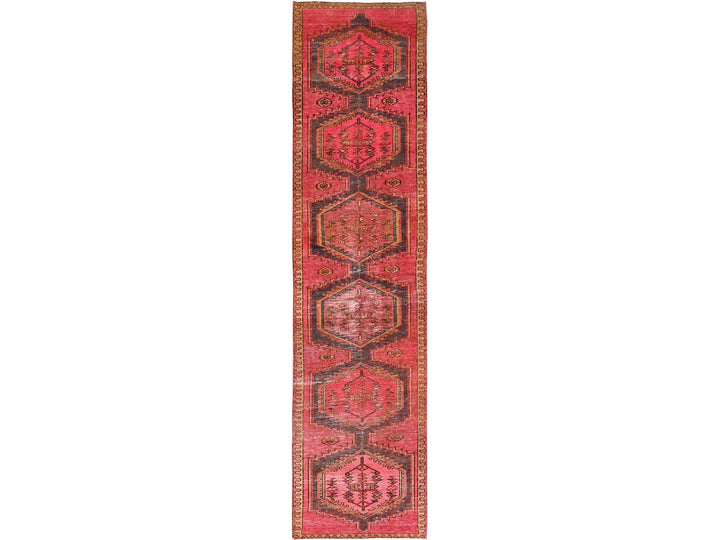 2'8" x 13'6" Vintage Hand Knotted Pink Wool Runner Oriental Rug - MOA1021586
