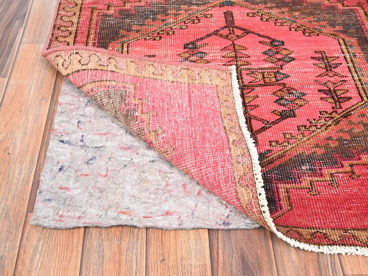 2'8" x 13'6" Vintage Hand Knotted Pink Wool Runner Oriental Rug - MOA1021586