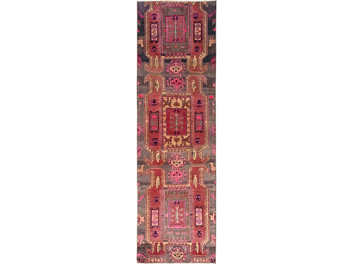 2'8" x 9'2" Vintage Hand Knotted Pink Wool Runner Oriental Rug - MOA1021587