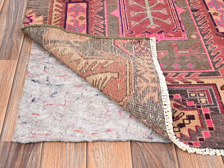 2'8" x 9'2" Vintage Hand Knotted Pink Wool Runner Oriental Rug - MOA1021587