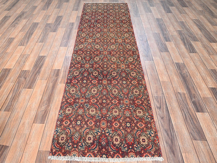 2'4" x 8'1" Vintage Hand Knotted Brown Wool Runner Oriental Rug - MOA1021589