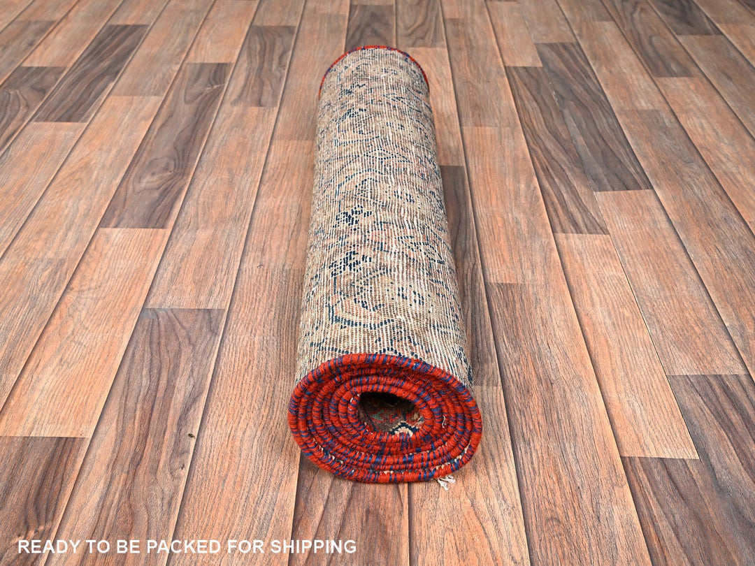 2'4" x 8'1" Vintage Hand Knotted Brown Wool Runner Oriental Rug - MOA1021589