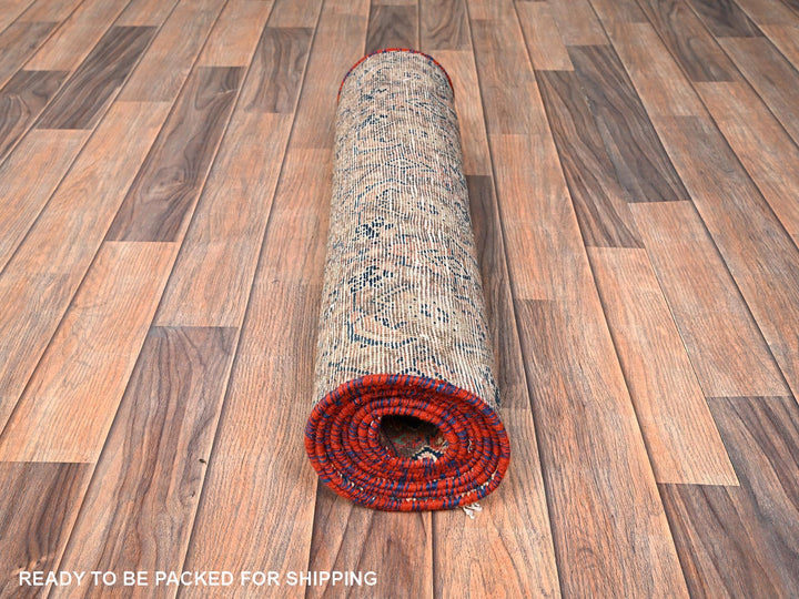 2'4" x 8'1" Vintage Hand Knotted Brown Wool Runner Oriental Rug - MOA1021589