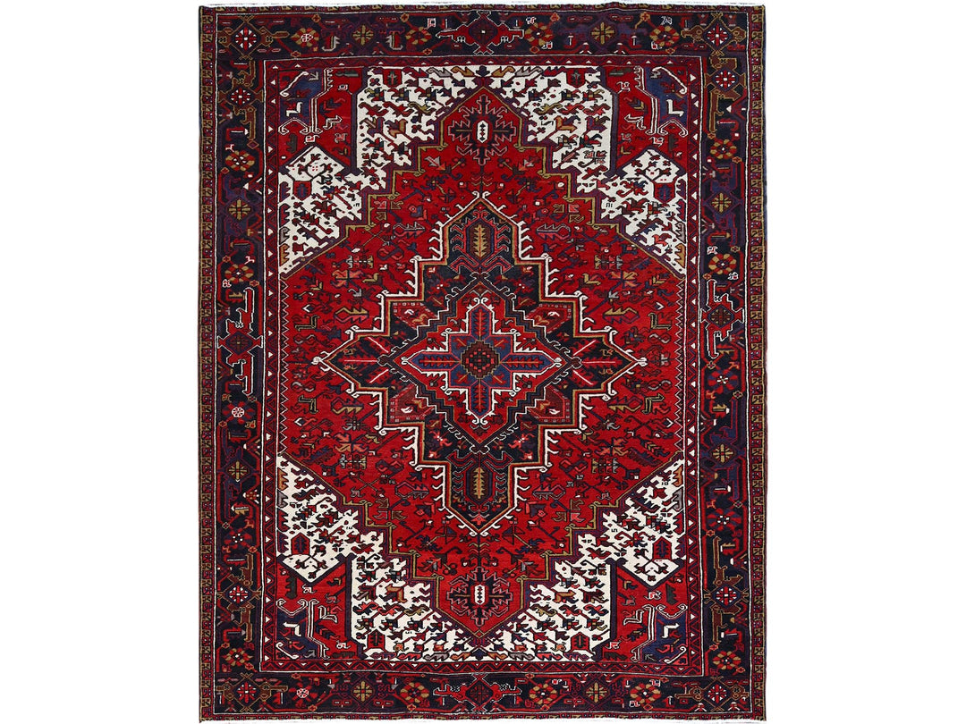 8'4" x 10'7" Vintage Hand Knotted Red Wool Rectangle Oriental Rug - MOA102158