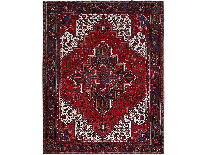 8'4" x 10'7" Vintage Hand Knotted Red Wool Rectangle Oriental Rug - MOA102158
