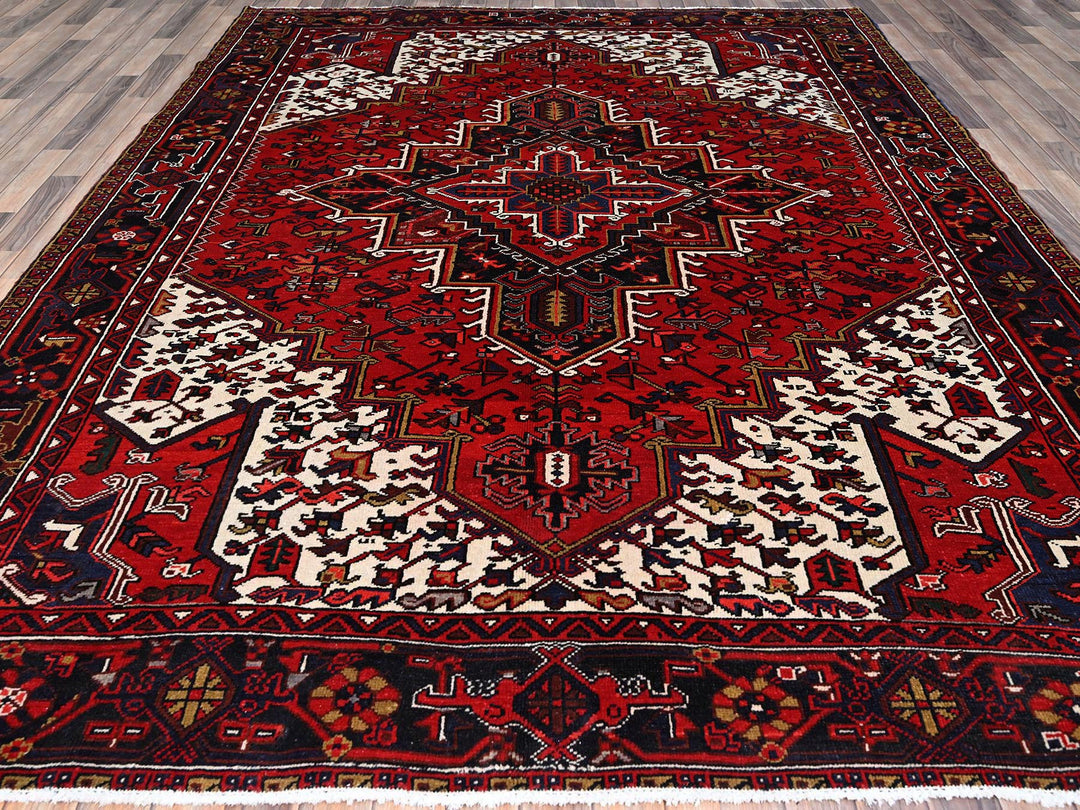 8'4" x 10'7" Vintage Hand Knotted Red Wool Rectangle Oriental Rug - MOA102158