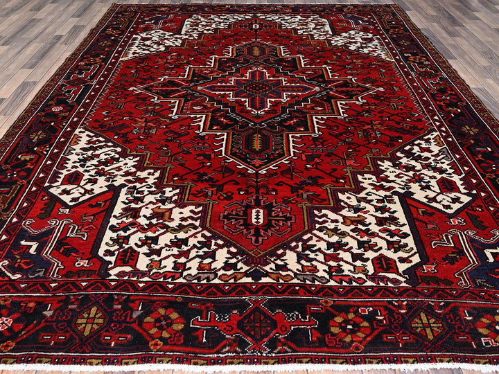 8'4" x 10'7" Vintage Hand Knotted Red Wool Rectangle Oriental Rug - MOA102158