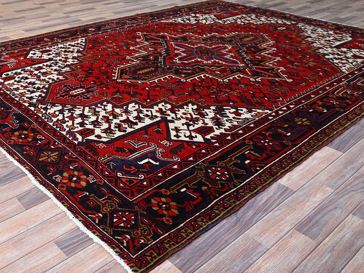 8'4" x 10'7" Vintage Hand Knotted Red Wool Rectangle Oriental Rug - MOA102158