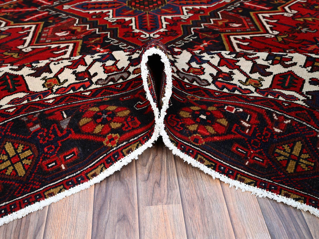 8'4" x 10'7" Vintage Hand Knotted Red Wool Rectangle Oriental Rug - MOA102158
