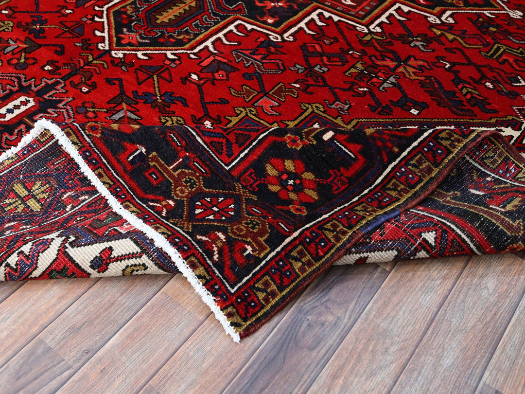 8'4" x 10'7" Vintage Hand Knotted Red Wool Rectangle Oriental Rug - MOA102158