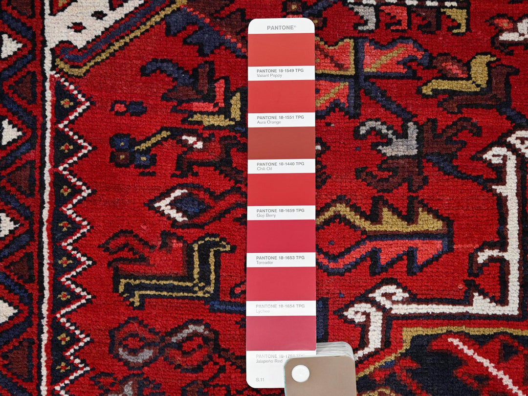 8'4" x 10'7" Vintage Hand Knotted Red Wool Rectangle Oriental Rug - MOA102158