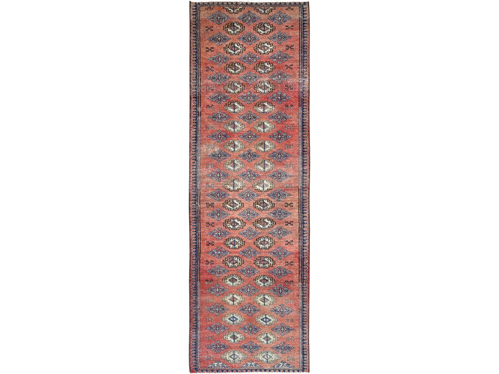 2'8" x 9'2" Vintage Hand Knotted Orange Wool Runner Oriental Rug - MOA1021590