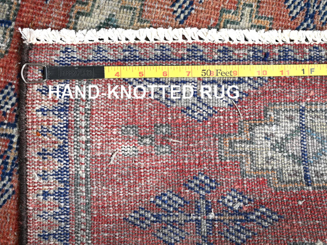 2'8" x 9'2" Vintage Hand Knotted Orange Wool Runner Oriental Rug - MOA1021590