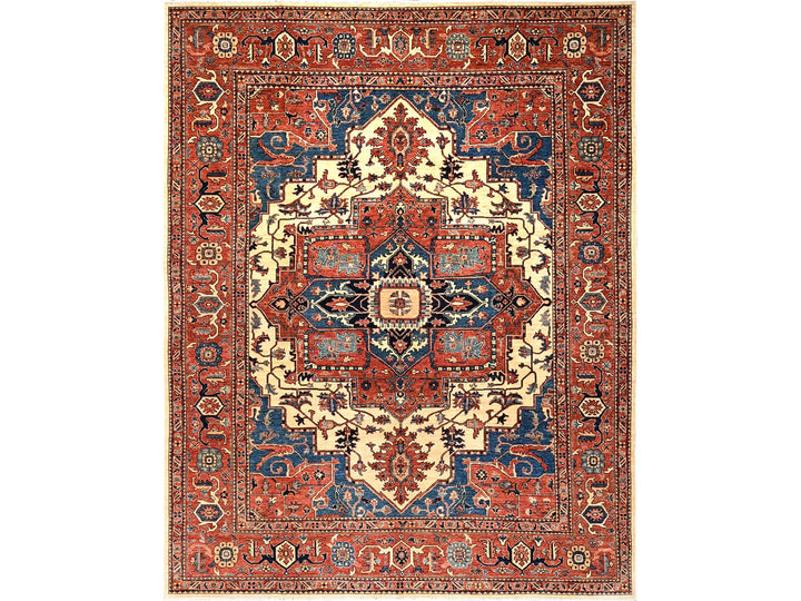 9'1" x 11'7" New Hand Knotted Red Wool Rectangle Oriental Rug - MOA1021591