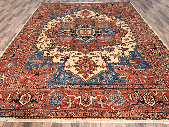 9'1" x 11'7" New Hand Knotted Red Wool Rectangle Oriental Rug - MOA1021591