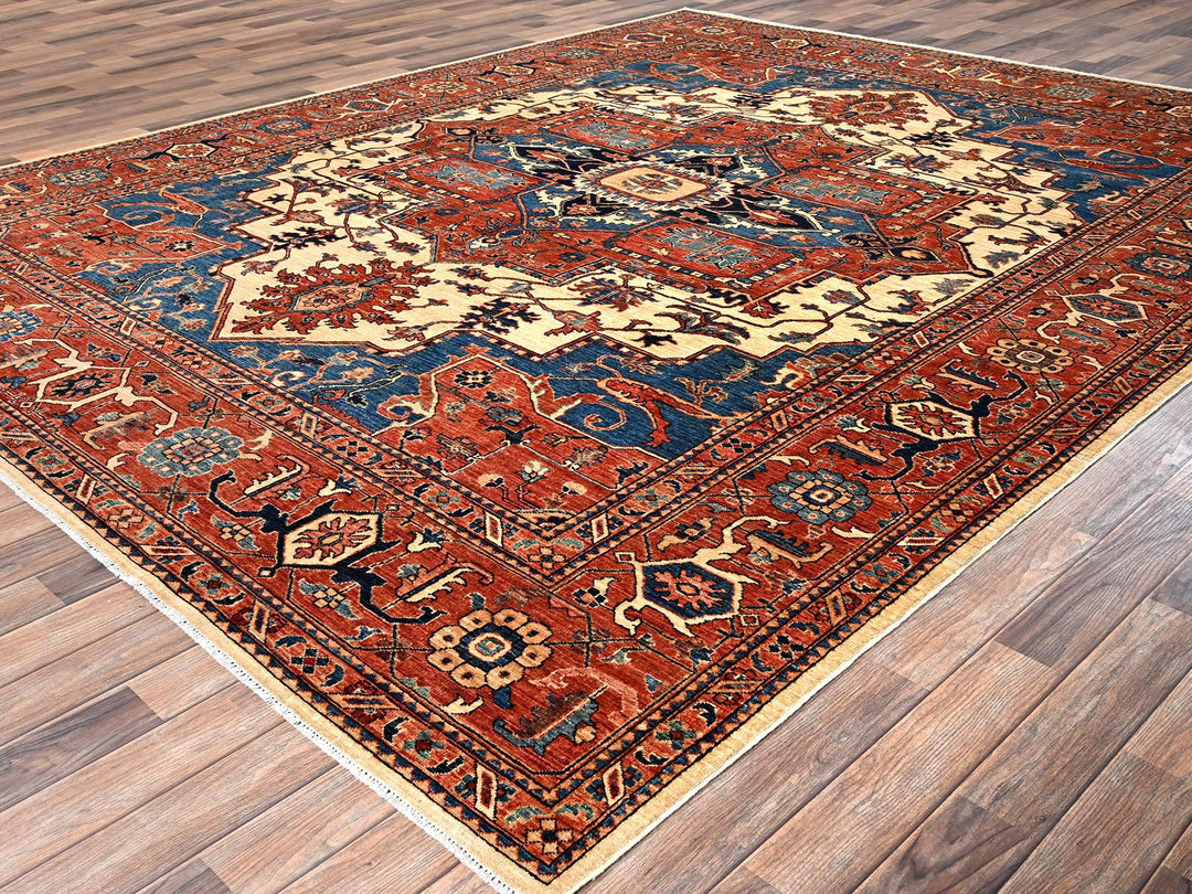 9'1" x 11'7" New Hand Knotted Red Wool Rectangle Oriental Rug - MOA1021591