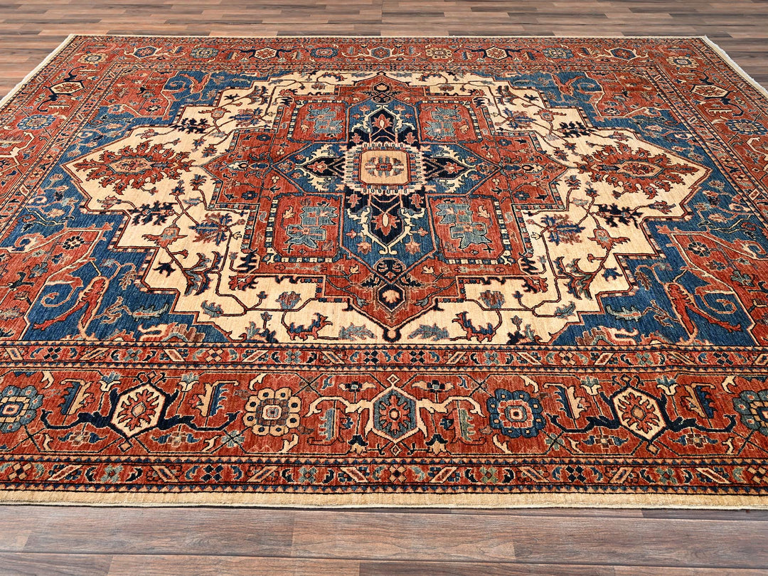 9'1" x 11'7" New Hand Knotted Red Wool Rectangle Oriental Rug - MOA1021591