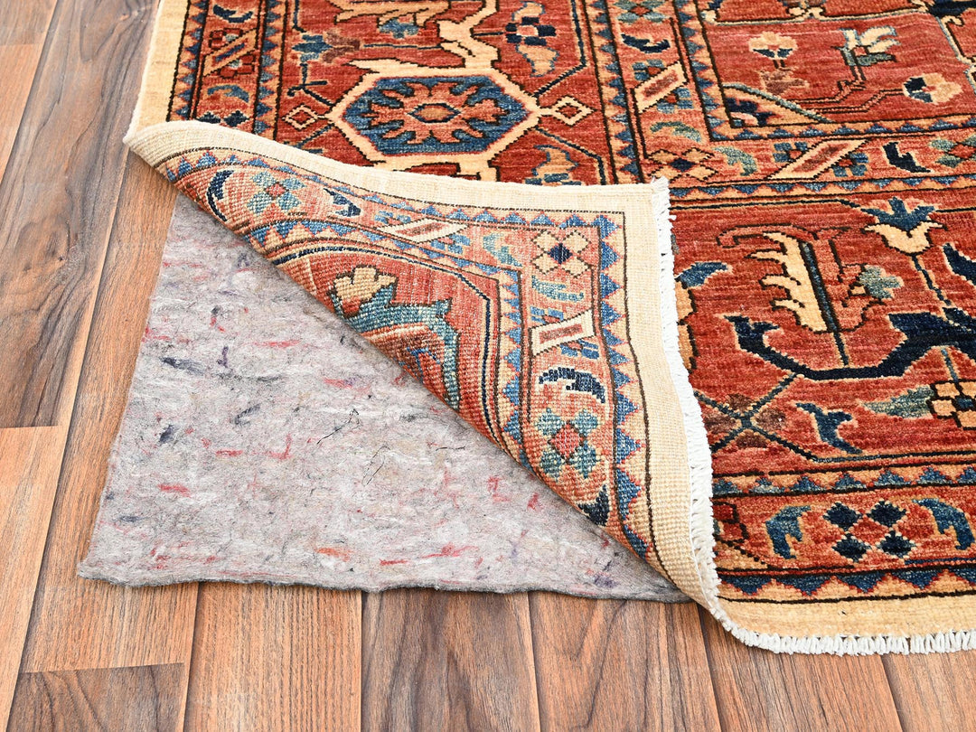 9'1" x 11'7" New Hand Knotted Red Wool Rectangle Oriental Rug - MOA1021591