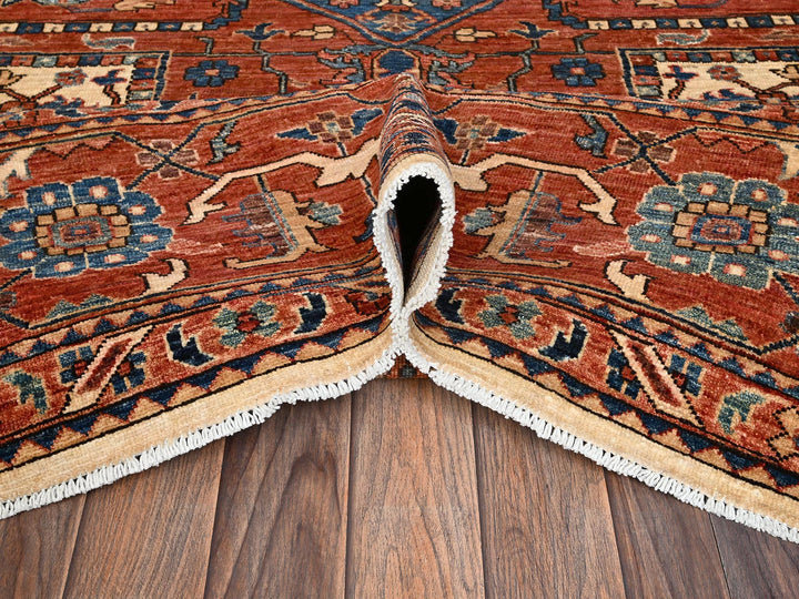 9'1" x 11'7" New Hand Knotted Red Wool Rectangle Oriental Rug - MOA1021591