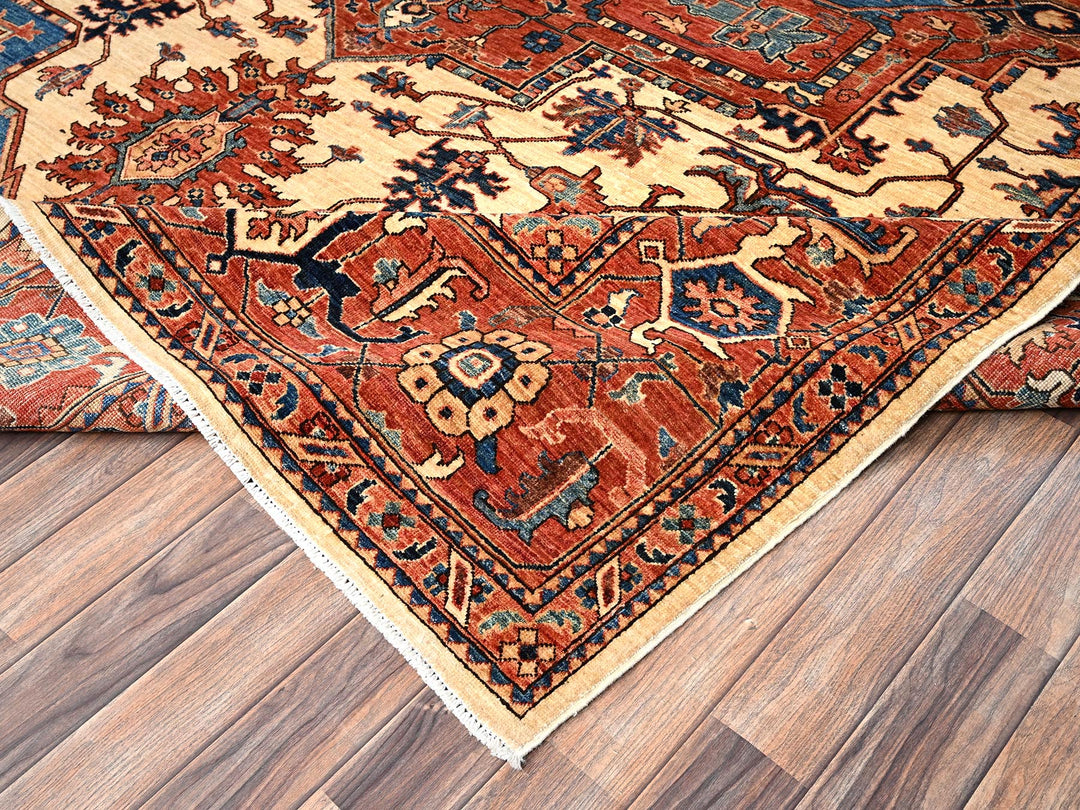 9'1" x 11'7" New Hand Knotted Red Wool Rectangle Oriental Rug - MOA1021591