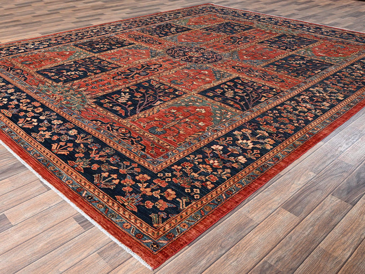 8'11" x 11'6" New Hand Knotted Red Wool Rectangle Oriental Rug - MOA1021592