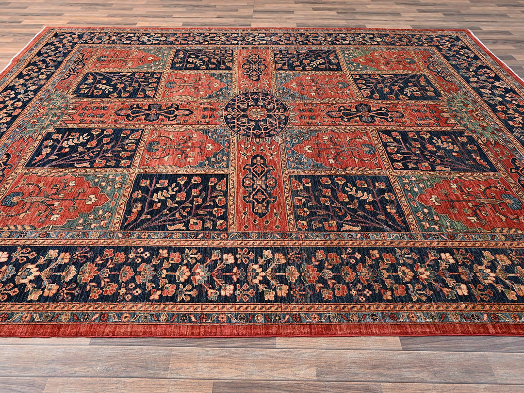 8'11" x 11'6" New Hand Knotted Red Wool Rectangle Oriental Rug - MOA1021592