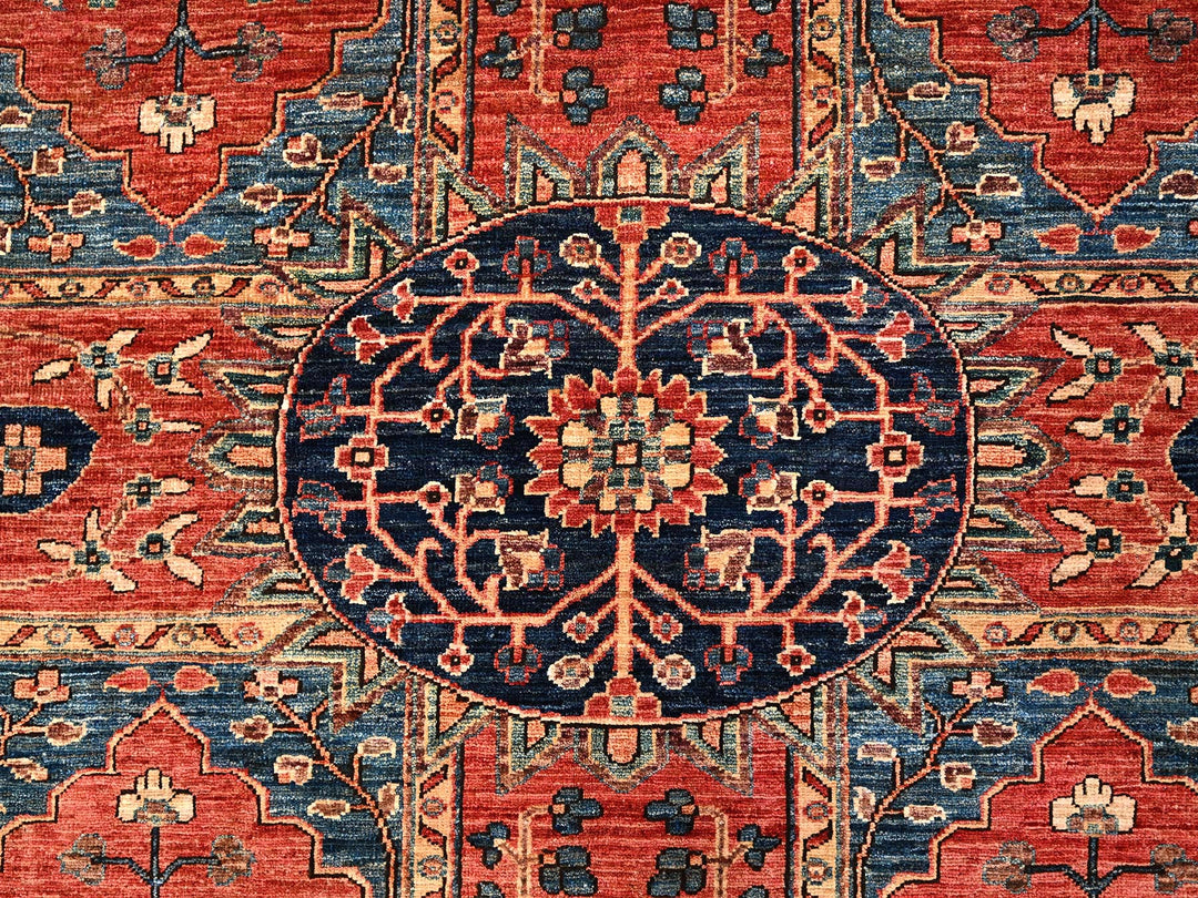 8'11" x 11'6" New Hand Knotted Red Wool Rectangle Oriental Rug - MOA1021592