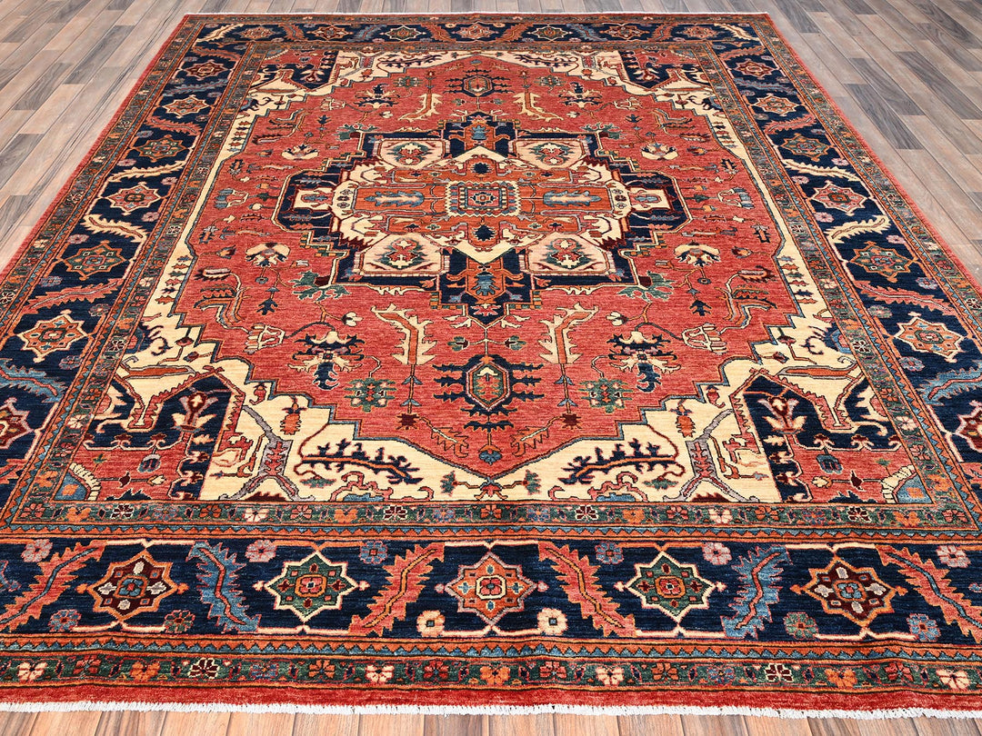 8'1" x 9'9" New Hand Knotted Red Wool Rectangle Oriental Rug - MOA1021594