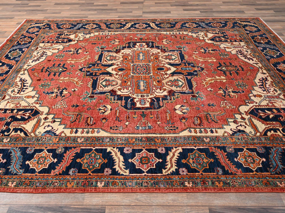 8'1" x 9'9" New Hand Knotted Red Wool Rectangle Oriental Rug - MOA1021594