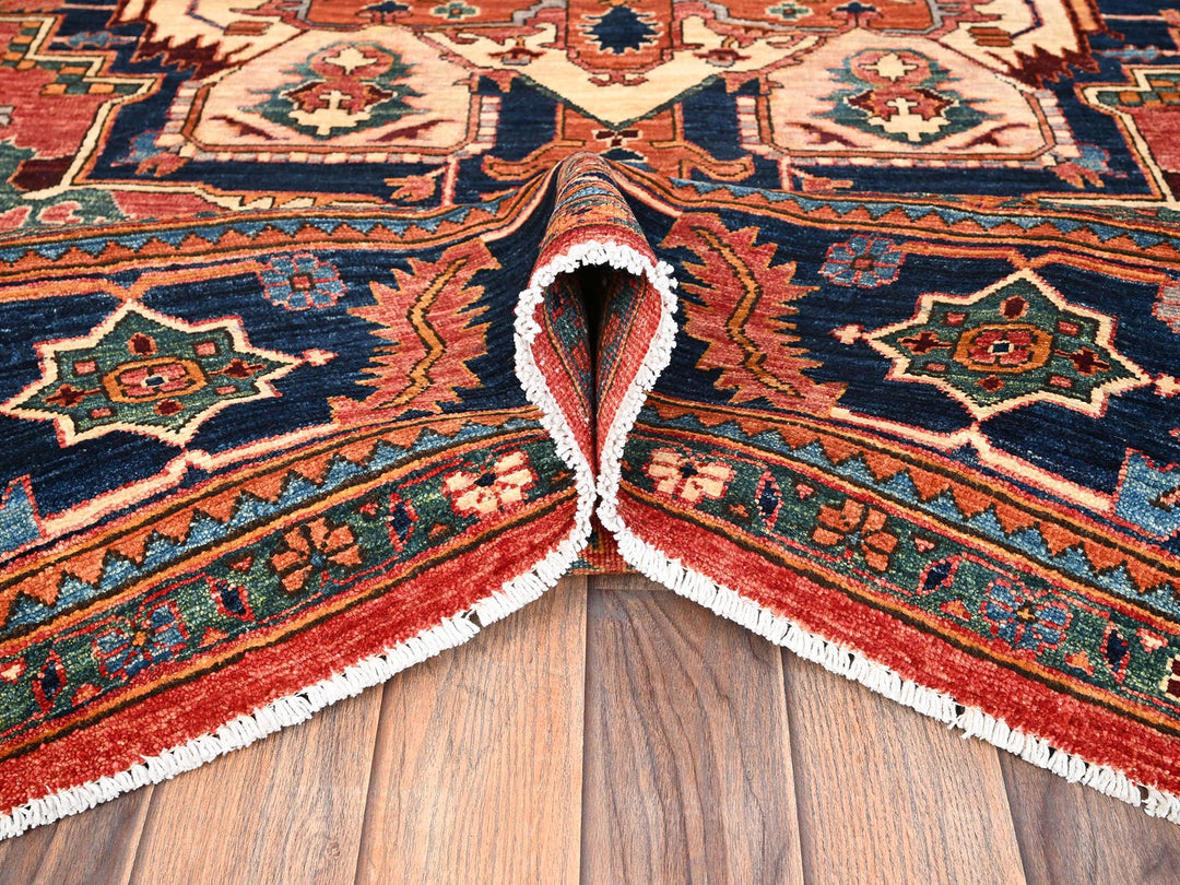 8'1" x 9'9" New Hand Knotted Red Wool Rectangle Oriental Rug - MOA1021594