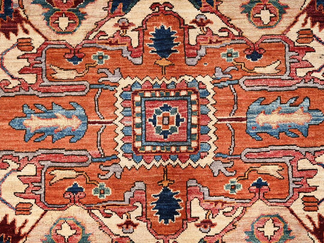 8'1" x 9'9" New Hand Knotted Red Wool Rectangle Oriental Rug - MOA1021594