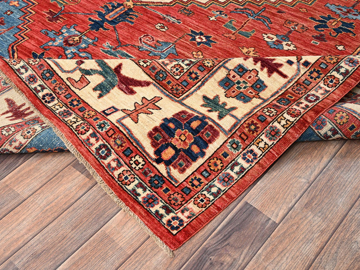 7'11" x 9'9" New Hand Knotted Red Wool Rectangle Oriental Rug - MOA1021595