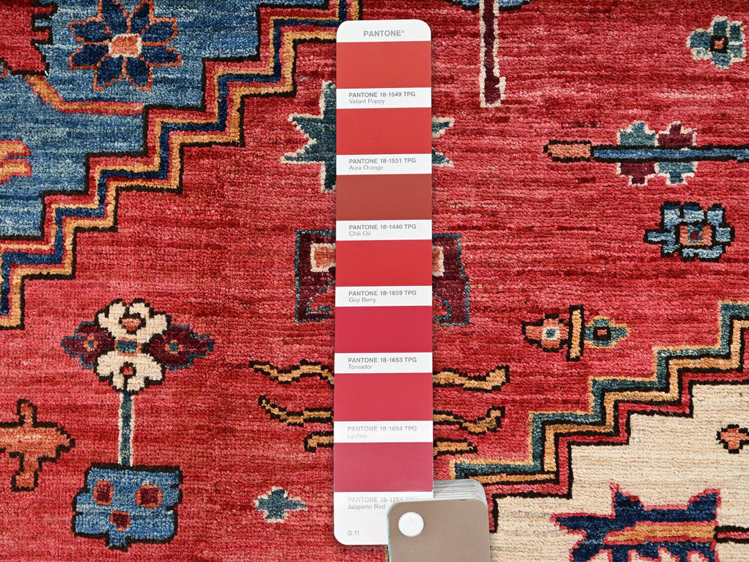 7'11" x 9'9" New Hand Knotted Red Wool Rectangle Oriental Rug - MOA1021595